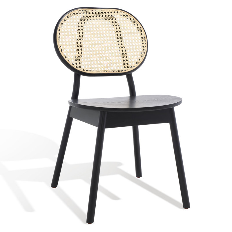 18.3'' H Leather Upholstered Ash Armchair, Black/Natural