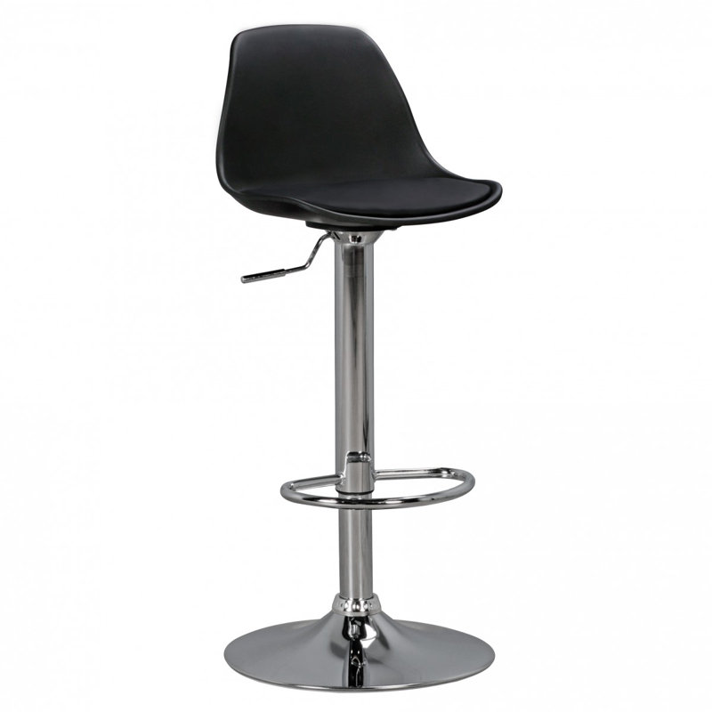 Swivel Upholstered Adjustable Height Counter Stool with Metal Frame, Black