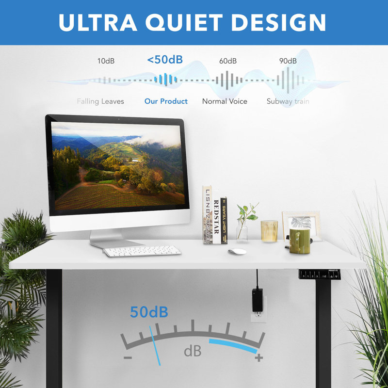 Mount-It Dual Motor Electric Standing Desk with 48 in. Tabletop, White, Black