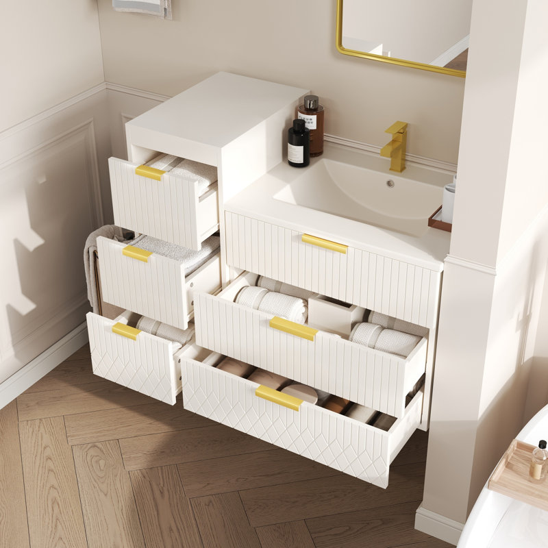 Meuble-lavabo compact avec lavabo, meuble en MDF avec lavabo en céramique