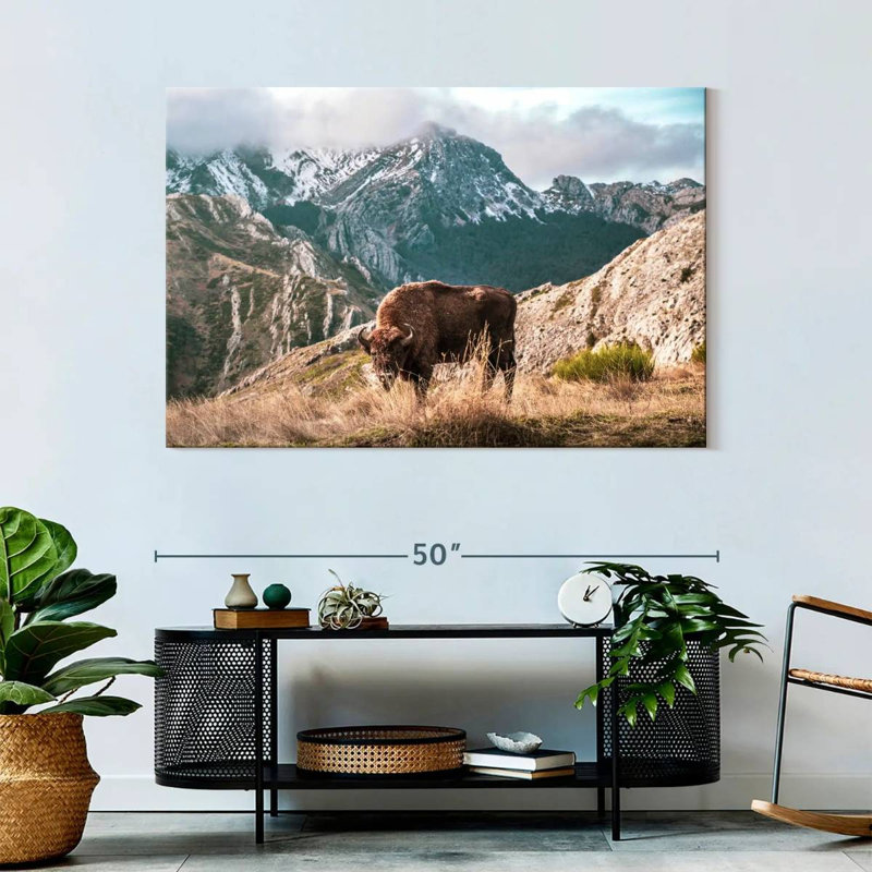 Brampt Bison Lost In The Mountains, 32" H x 48" W