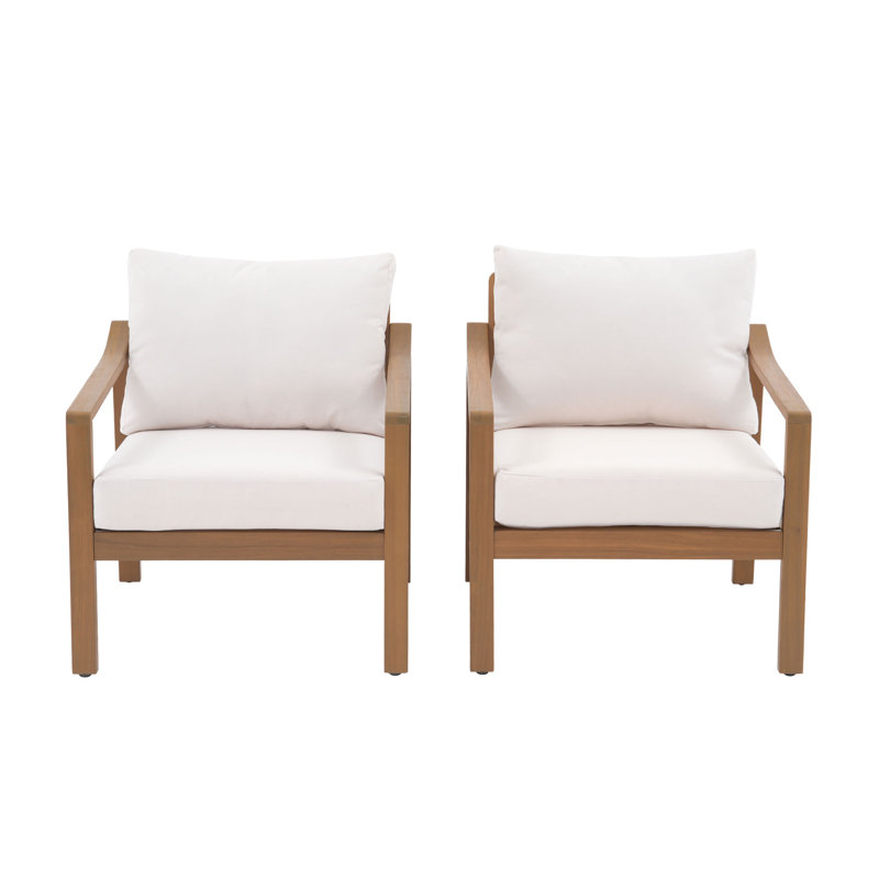  Chaise d'extérieur avec coussins Vanover, Crème, crème