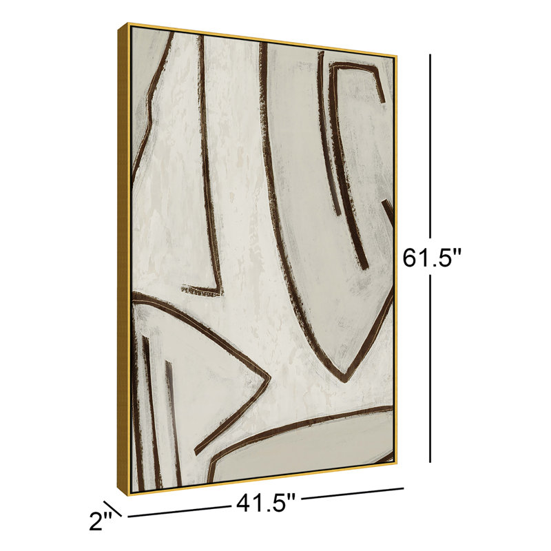 «Line Work II», reproduction encadrée sur toile, H 61,5 po x l 41,5 po x P 2 po, Or