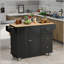 Îlot de cuisine mobile avec plateau en bois massif et roulettes verrouillables, largeur de 52,7 po, armoire de rangement et bar à abattants, support à épices, porte-serviettes et tiroir (noir)-1287253348