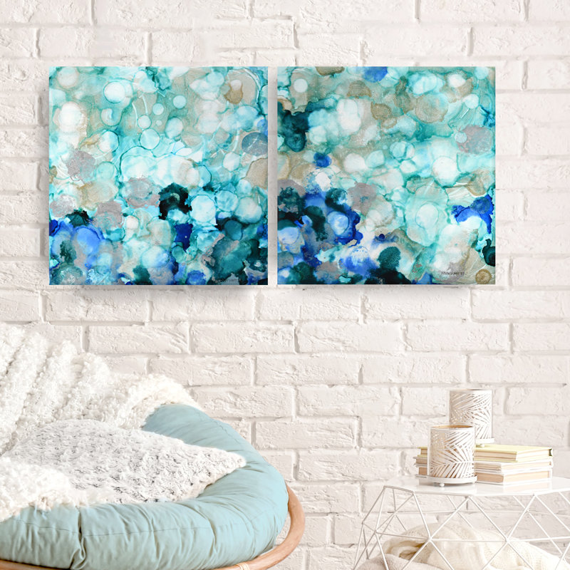 «Mermaid Pearls I / II» par Norman Wyatt Jr. - 2 pièces sur toile tendue, H 12 po x l 24 po x 1,5 po