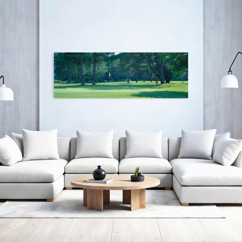 Parcours de golf, comté de Broome, art abstrait contemporain, arbre, été, H 60 po x l 20 po