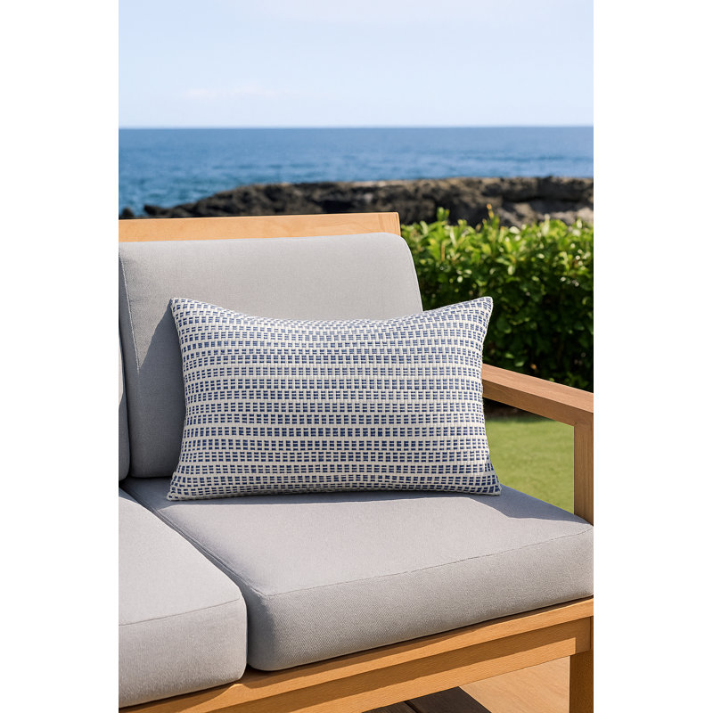 Tropical Teal Compass Line Indoor Outdoor Pillow 20x20, Blue, Rectangle 14"H x 20"W, Pillow Cover Only - No Insert