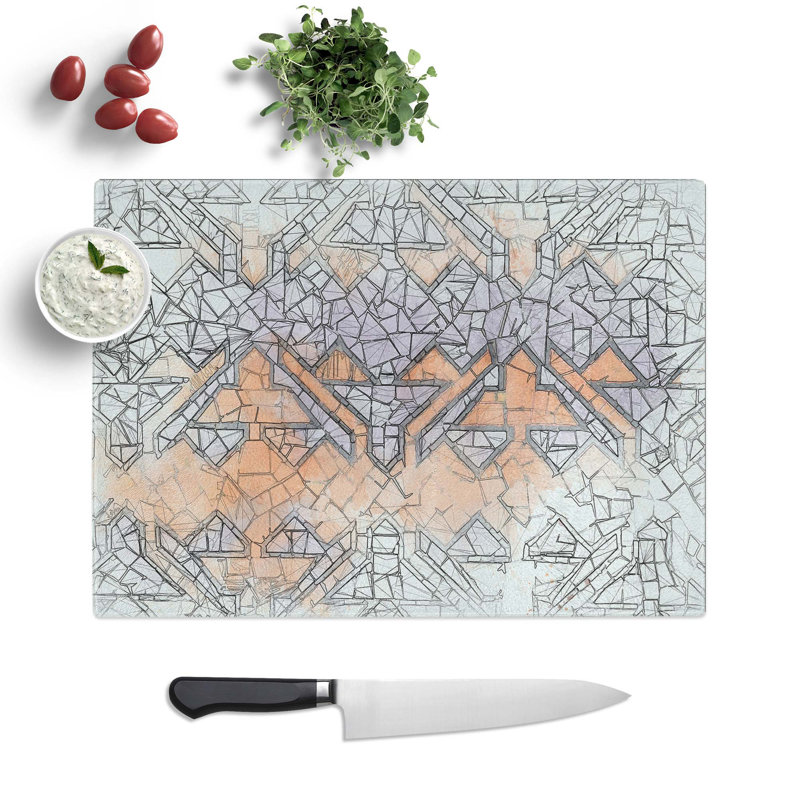 Glass Mosaic Angles in Abstract Chopping Board, 28.5 cm W x 20 cm L