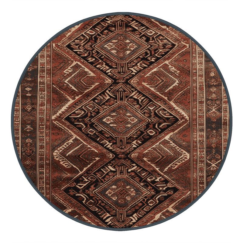 Tapis brun lavable à la machine, Rond 3 pi