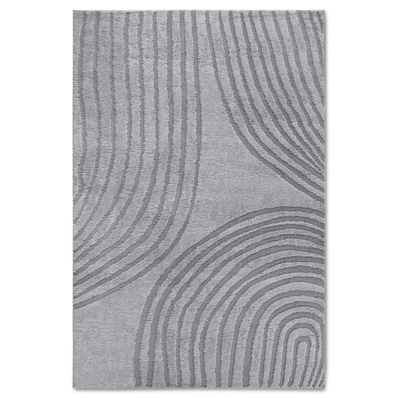 , Light Grey Gallery Striped Machine Woven Area Rug, Rectangle 120 x 170cm