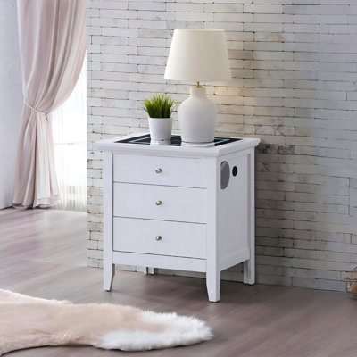 Table de chevet 3 tiroirs blanche