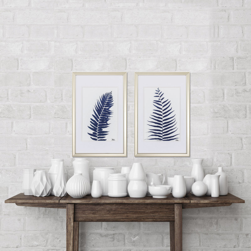 «Indigo Ferns», ensemble de 2 reproductions encadrées