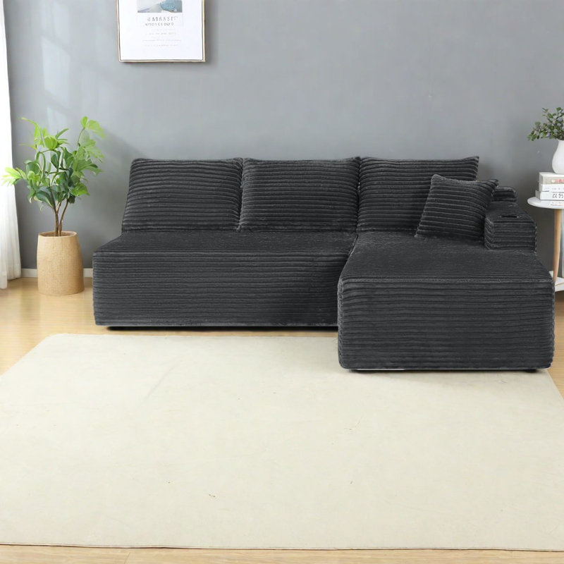 Canapés modulaires modernes à compression, canapé en forme de L en peluche de 96 pouces pour la maison