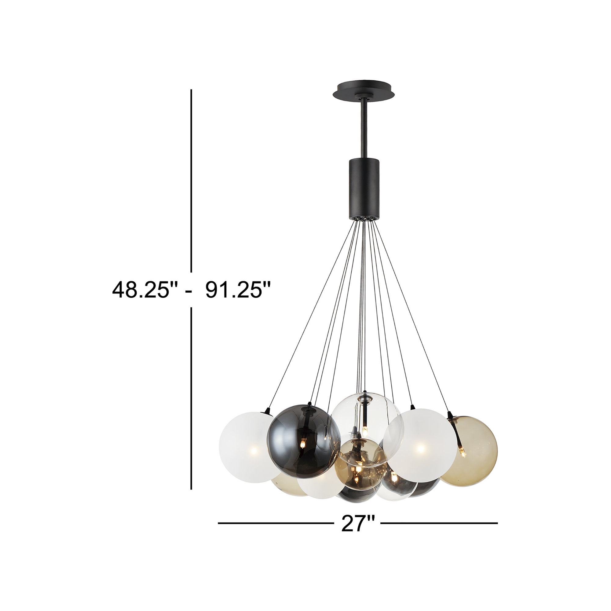 Celica 12 Light Pendant, Black