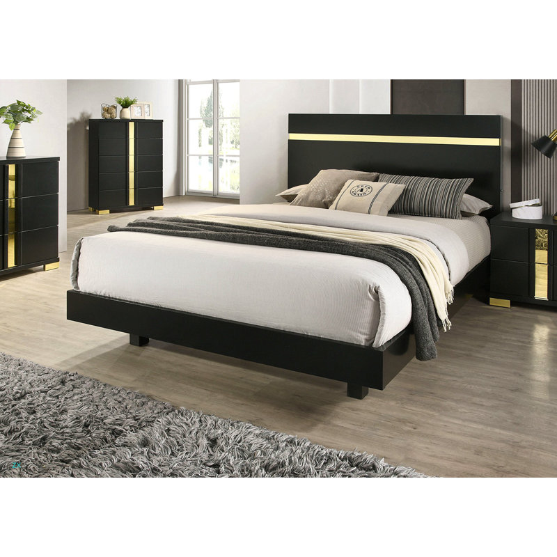 Cadre de lit 1pc, Lit double, Noir