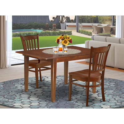 L'ensemble de meubles de salle à manger 3 pièces contient une table de cuisine rectangulaire avec rallonge papillon et 2 chaises de salle à manger, 36 x 54 pouces, acajou