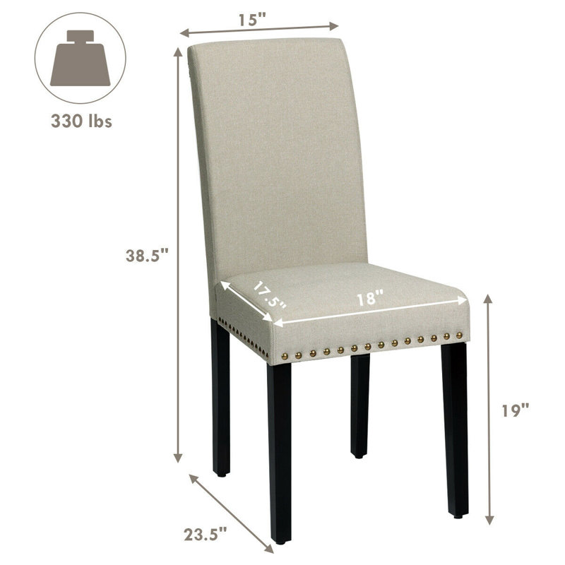 Chaises de salle à manger rembourrées en lin avec dossier haut et siège rembourré 2 pièces Red Barrel Studio®, Sauge clair