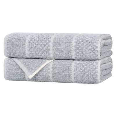 Naples Viscose Cotton Blend Medium Weight Textured Checkered and Ribbed Bath Towels