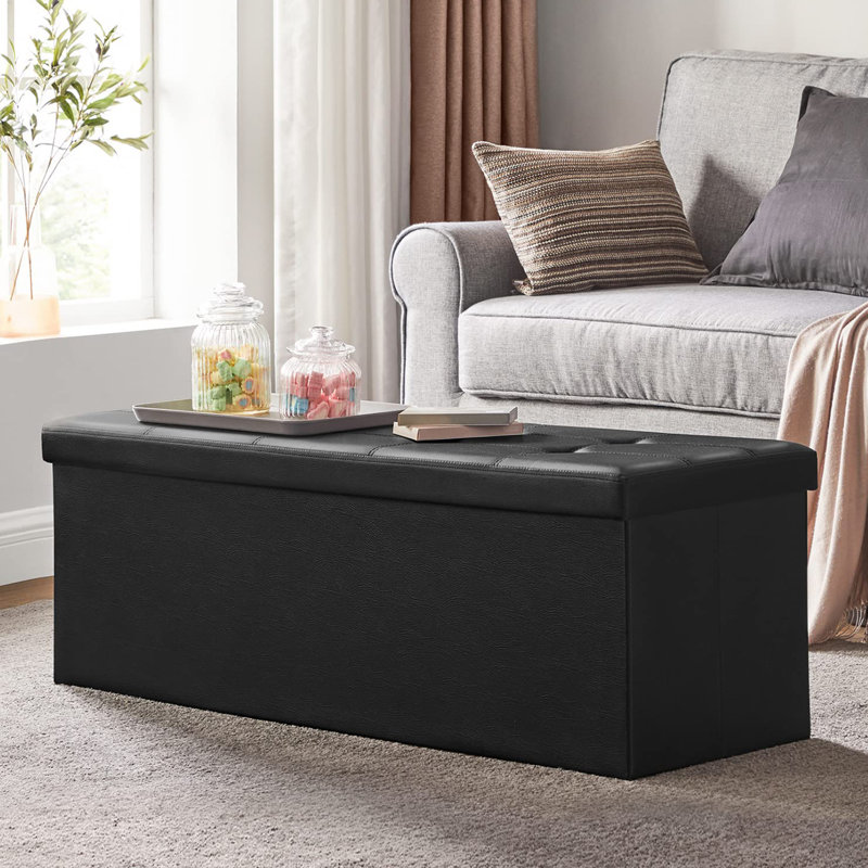 Banc de rangement pliant 43 ", Noir