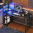 Nedyo 44'' W Computer Desk with RGB LED Lights & Reversible Storage Shelves,Home Office Desk with Hooks, CPU Stand,Cup Holder and Cloud Magnets，Gaming Desk.-1972246600-1972246601