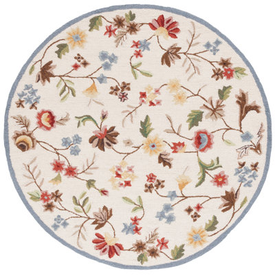Chelsea Hand Tufted Wool Cotton Floral Rug in Ivory/Green