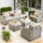 7 - Person Patio Furniture Set with Chairs, Outdoor Wicker Rattan Sectional Seating Group with Cushions, All Weather Sofa Conversation Set with Ottomans for Garden Backyard-2130052684