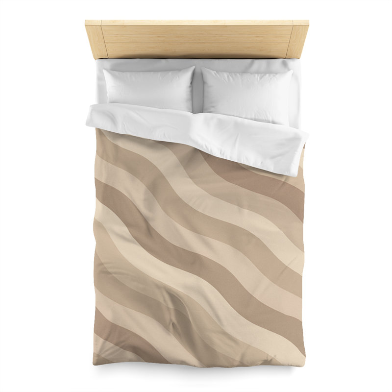 Microfiber Duvet Cover Boho Style, Design 28, Twin Duvet Cover, Brown/Beige/White