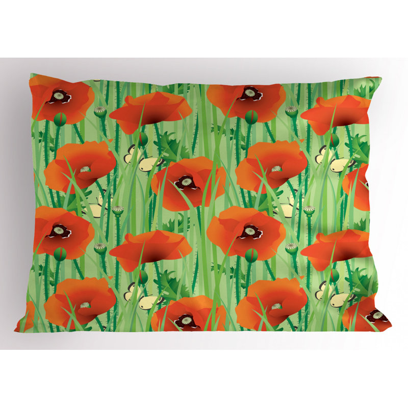 Spring Polyester Floral Sham Set, Queen