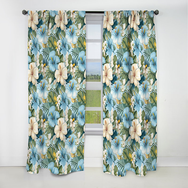 Celestial Tropics Tropical Motif I - Rideau floral - Rideau occultant floral - 1 panneau, L 52 po x L 108 po
