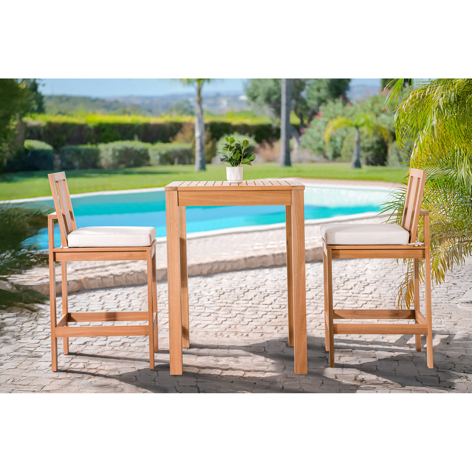 Dustin 32" Eucalyptus Patio Dining Set