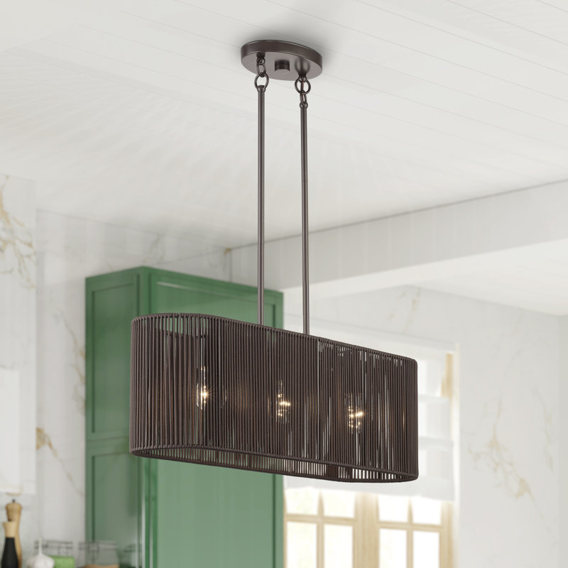 Lustre linéaire moyen en bronze à 3 lumières Acordia, Bronze, 3