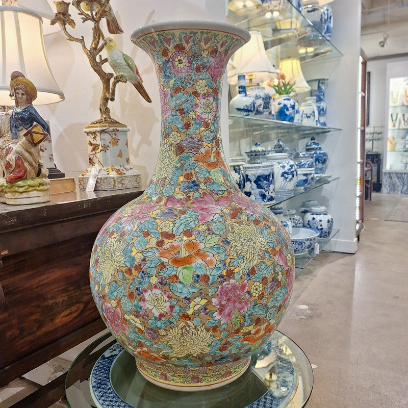 Famille Rose Floral Ball Vase