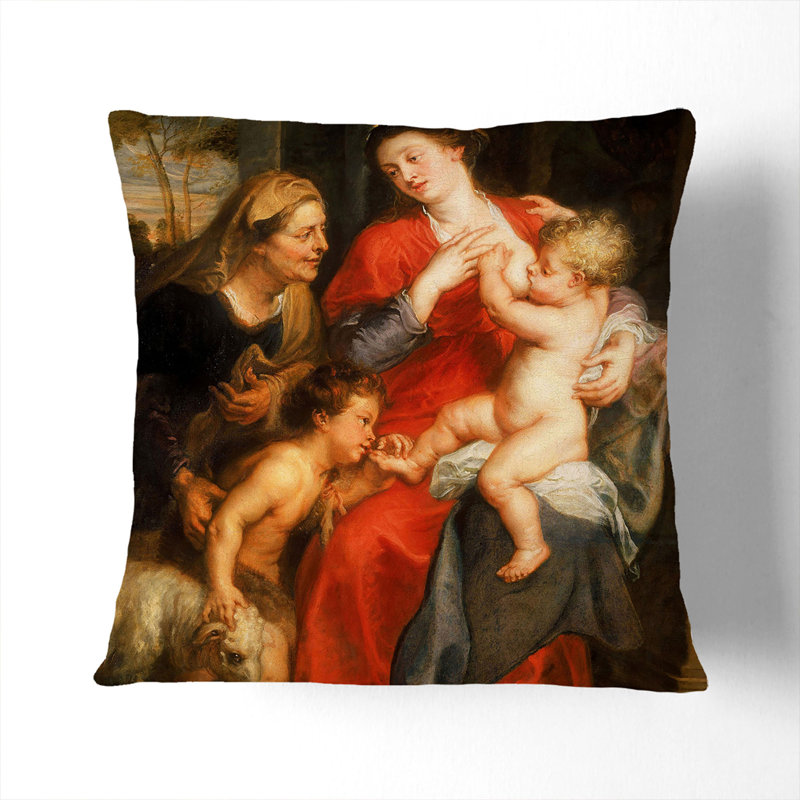 The Virgin and Child Scatter Cushion with Filling, 40cm H x 40cm W x 15cm D, Stone