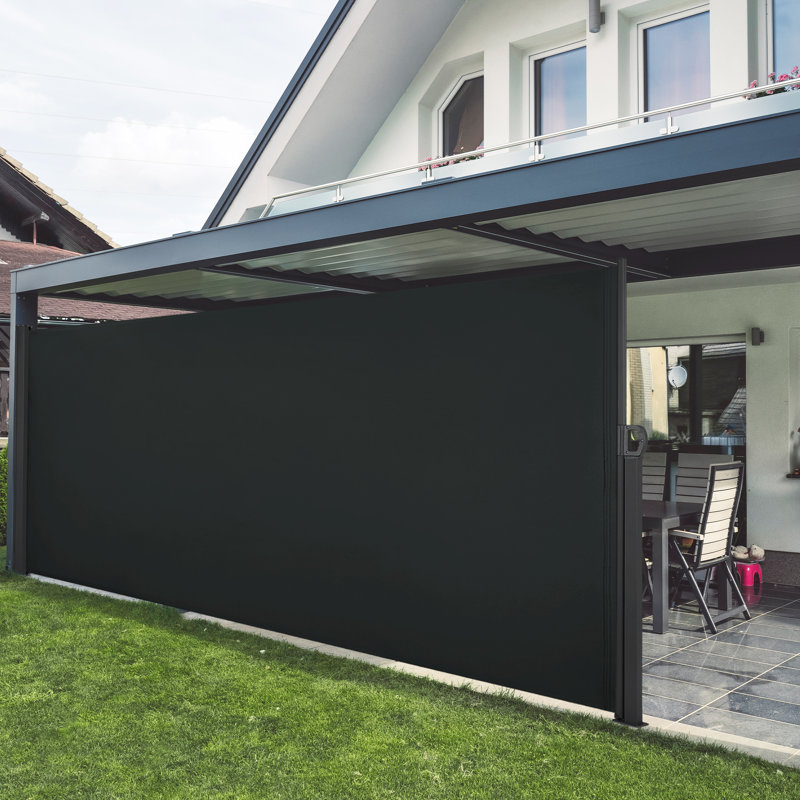 Retractable and Waterproof UV-Resistant Side Awning for Patio & Balcony, Gray, 63" H x 118" W x 3.5" D