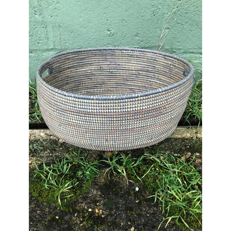 Wicker Laundry Basket with Handles, Silver