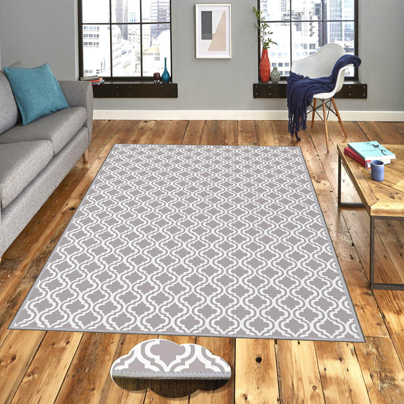 Stylish Woven Carpet, 5.2 x 7.5 Feet | 100% Polyester, 0.3 in Pile Height, Antibacterial, Non-Slip PVC Dot Underside | Machine Washable, 3D Digital Print | Perfect for Living Room, Bedroom & Home Décor