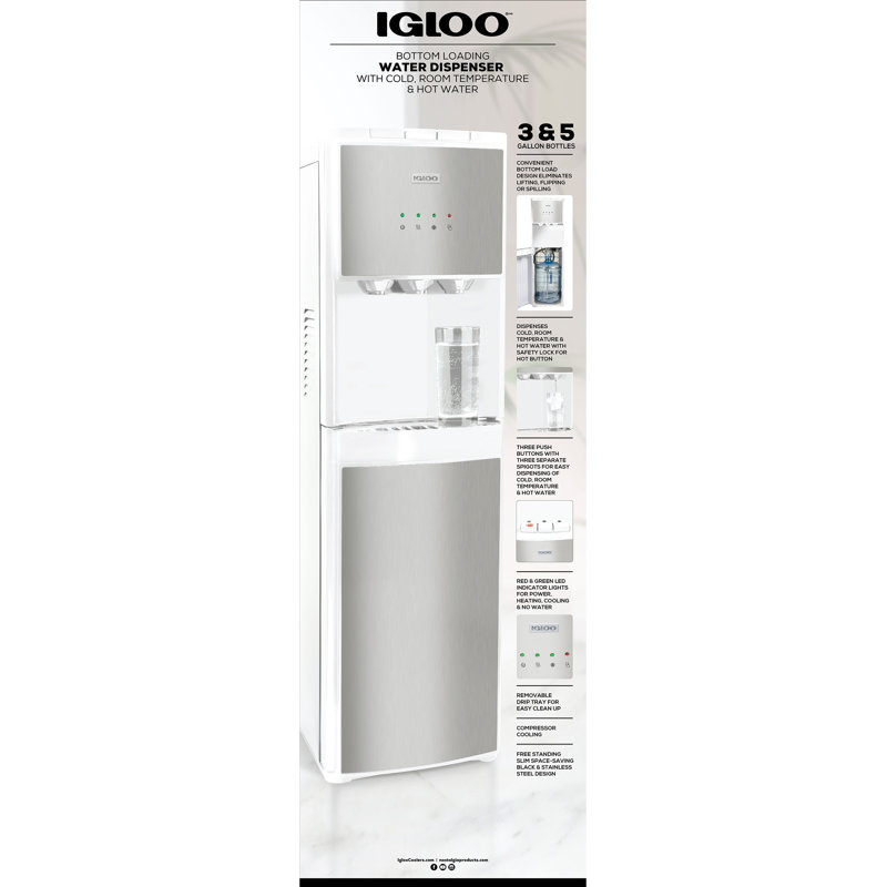 Black and Stainless Steel Bottom Load Water Dispenser