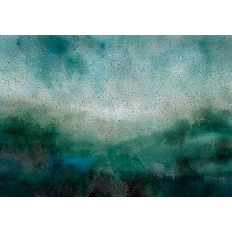 Murale abstraite pelez et collez - Paysage de malachite, L 41 po x l 57 po