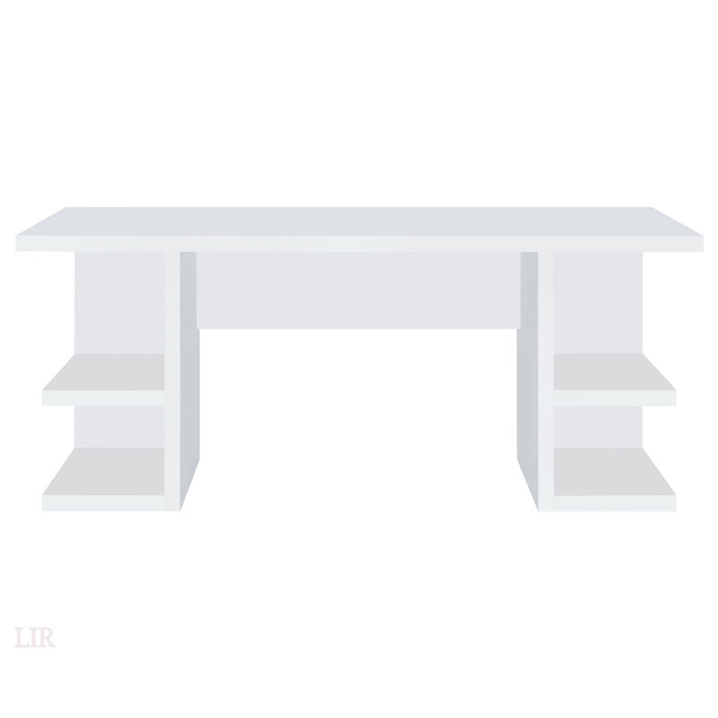 Bureau d'écriture à 4 tablettes Hannah avec plateau de table spacieux et rangement spacieux pour les aménagements de bureau modernes