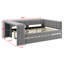 Lit plateforme tapissier avec tablettes de rangement, bureau, station de charge et lit gigogne-254720308