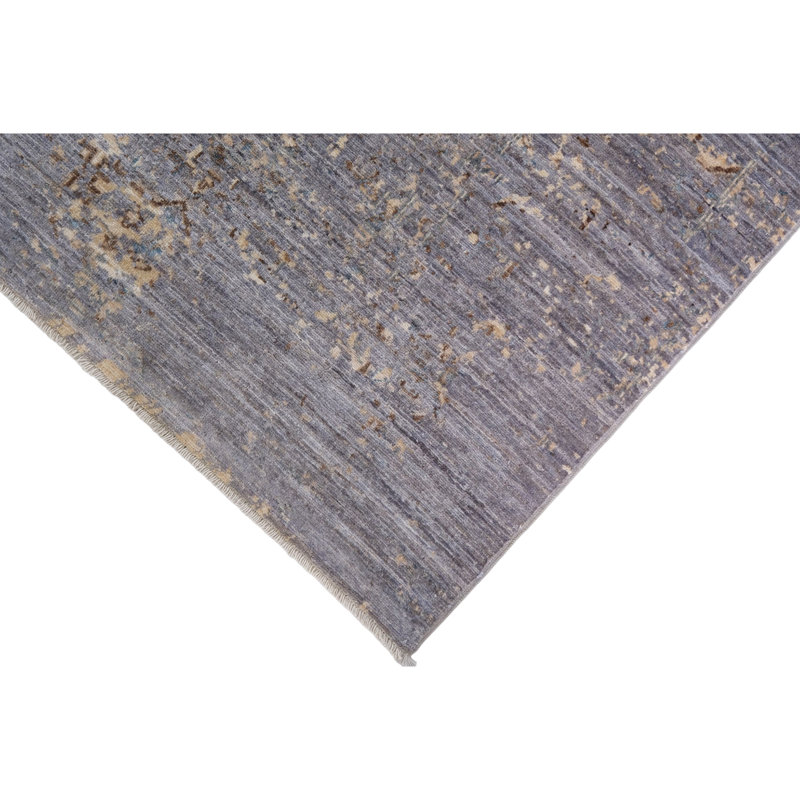 Hand Knotted Wool Area Rug in Gray