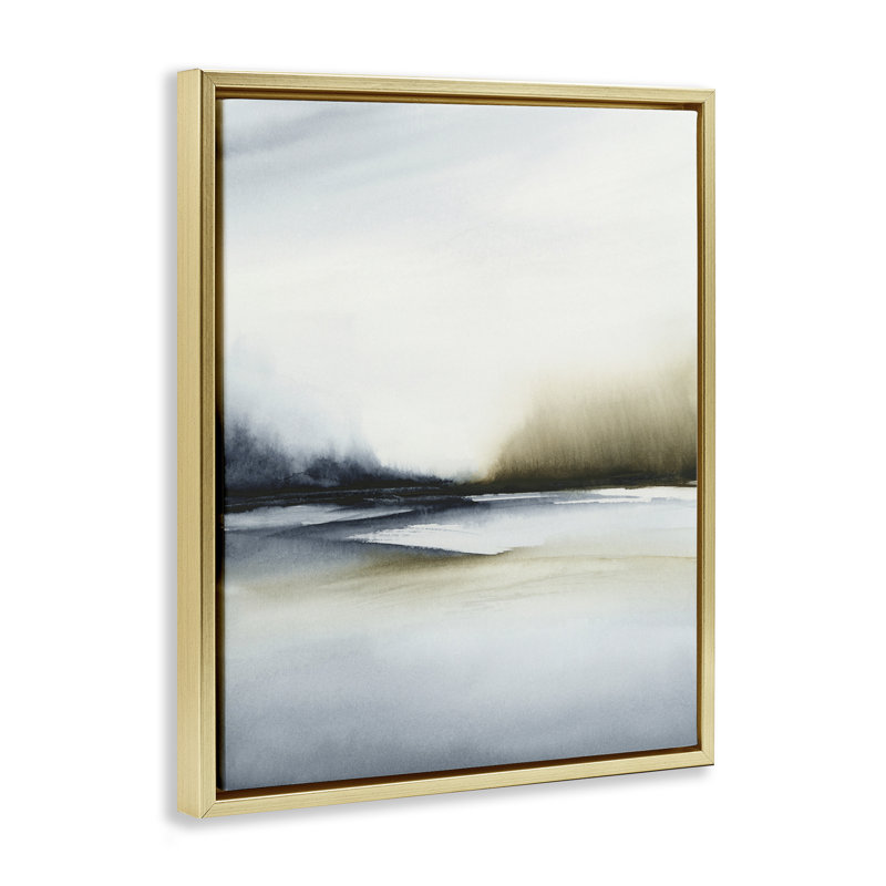 Cadre flottant Misty Seaside Serenity, design par 1x, H 21 po x l 17 po, Cadre flottant métallique doré