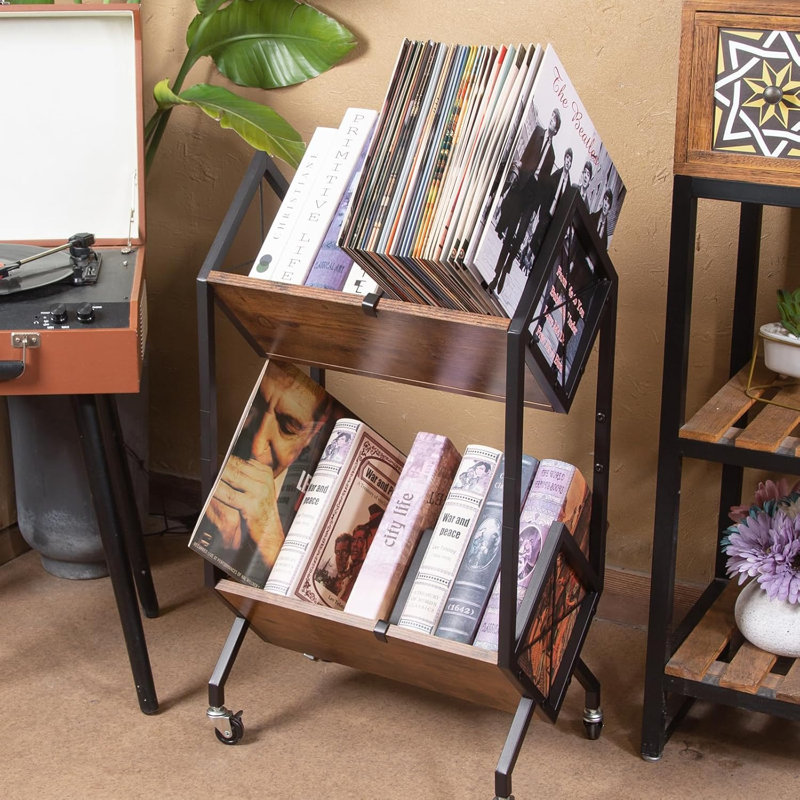 Support de rangement pour disques vinyles en vinyle avec roulettes