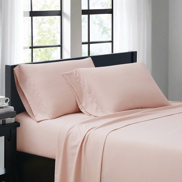 Great Choice Products Silk Satin Blush Pink Twin Fitted Sheet, Deep Pocket Fitted Sheet Only, Breathable, Non- Fading, Fully Elasticized Bed S