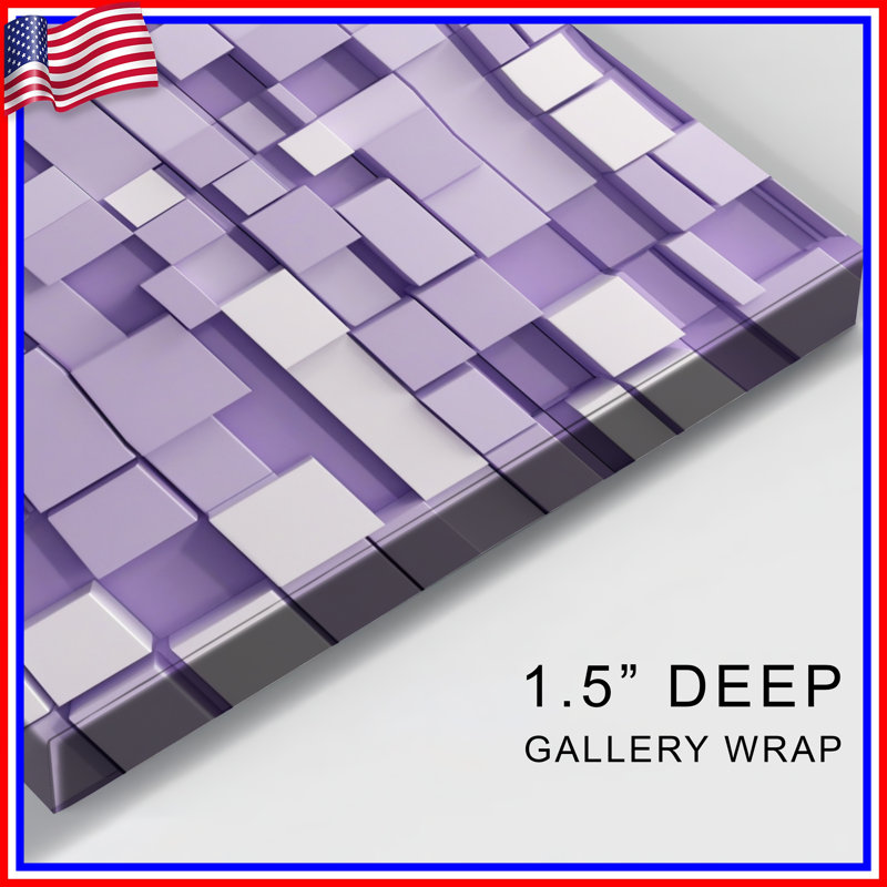 Toile de galerie mauve à blocs blancs en plusieurs tailles, 12 x 12 inches