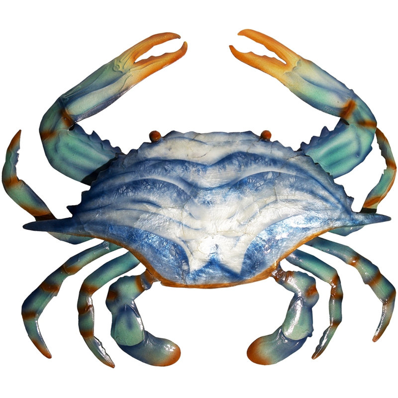Metal & Capiz Blue Crab Wall Art 11x14x3"