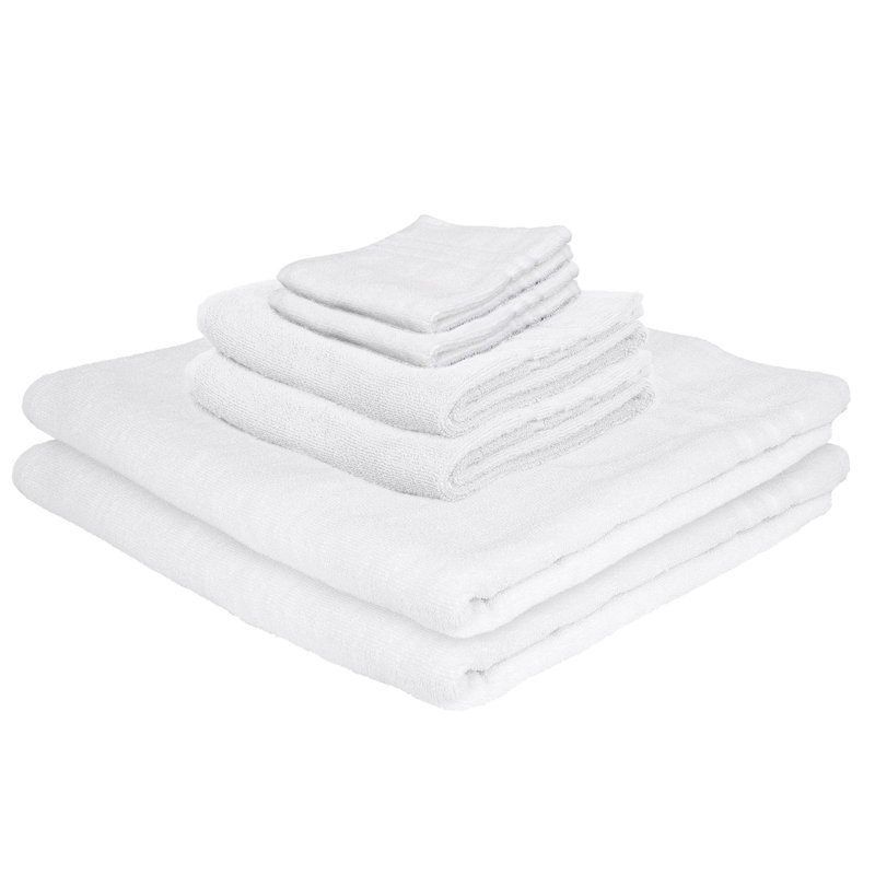 Cotton Bath Towels - Set of 6, White