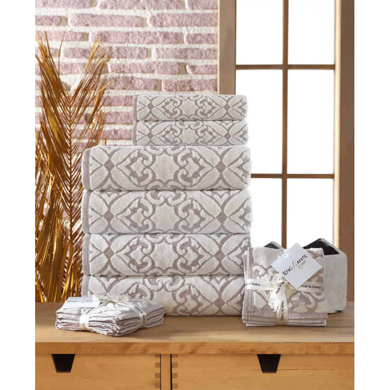 Ensemble de serviettes en coton turc 8 pièces Gonzales, Argent
