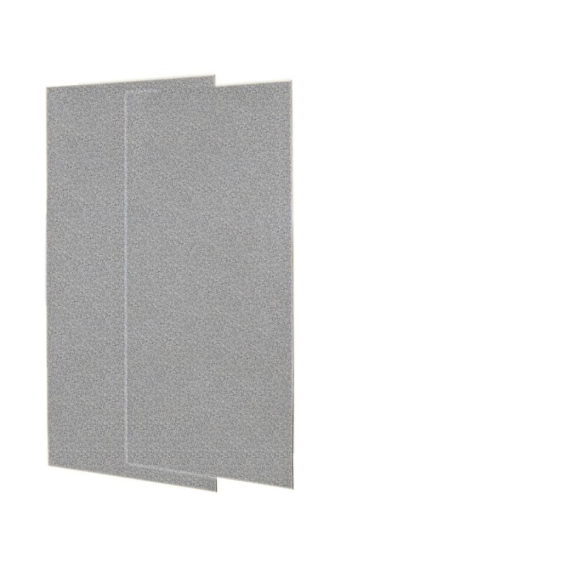 Solid Surface Two Panel Shower Wall, 96" H x 36" W x 0.25" D, Gray Granite