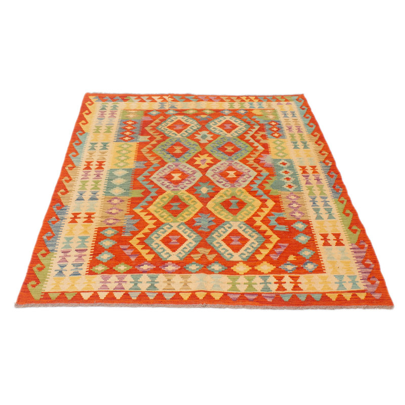 Tapis rouge pâle en laine New Age 5 pi x 6 pi 6 po Krishon